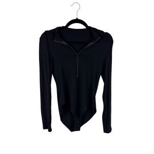 Black Bodysuit with 3/4 zip front- size M